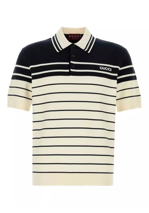 Gucci logo-print striped polo shirt - White