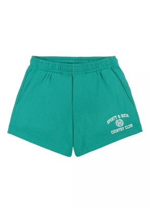 Sporty & Rich Varsity logo-print elasticed-waistband shorts - Green