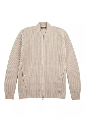 Zanone ribbed zip-up cardigan - Neutrals