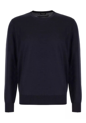 Zegna cashmere-silk crew-neck sweater - Blue
