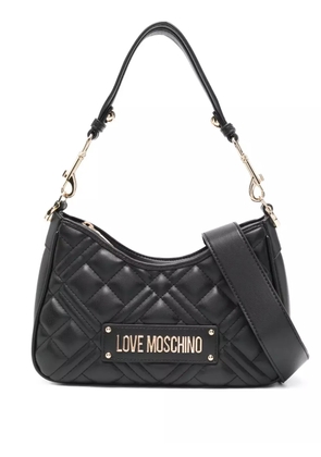 Love Moschino quilted logo-plaque shoulder bag - Black