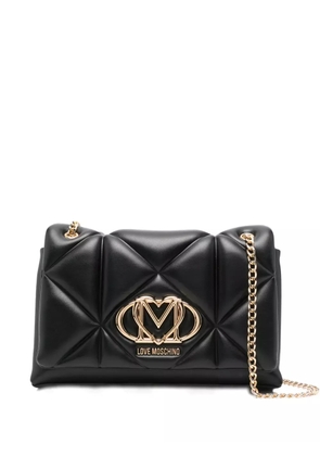 Love Moschino quilted logo-plaque shoulder bag - Black