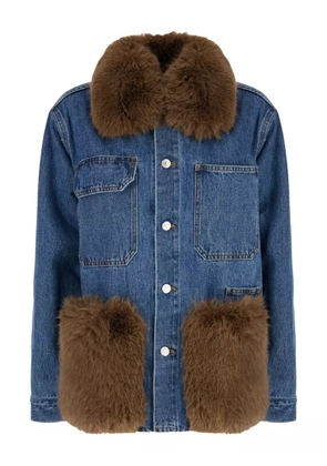 Ava Adore faux-fur trimmed denim jacket - Blue