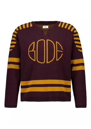 BODE striped lace-up sweater - Brown