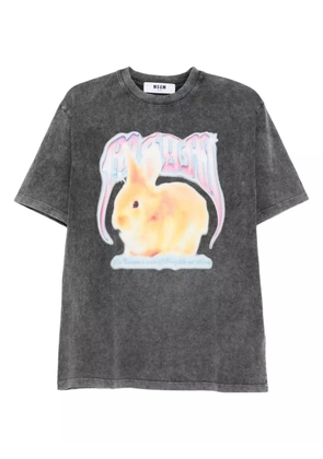 MSGM rabbit-print acid-wash T-shirt - Grey