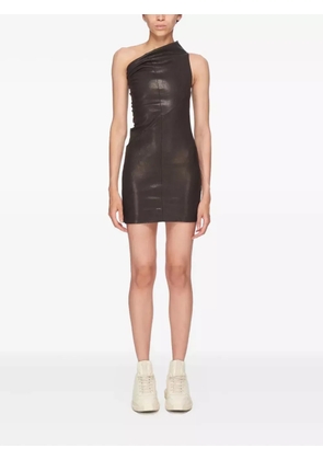 Rick Owens draped one-shoulder mini dress - Brown
