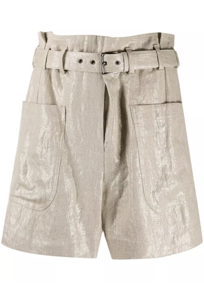 Brunello Cucinelli belted high-rise shorts - Gold