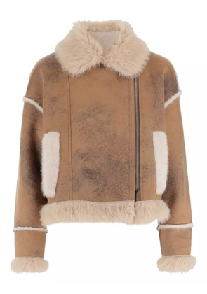 UNCOMMON faux-fur side-zip jacket - Brown