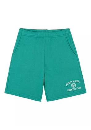 Sporty & Rich logo-embroidered fleece shorts - Green