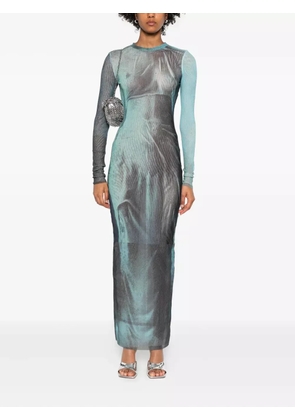 Jean Paul Gaultier printed long-sleeved midi dress - Blue