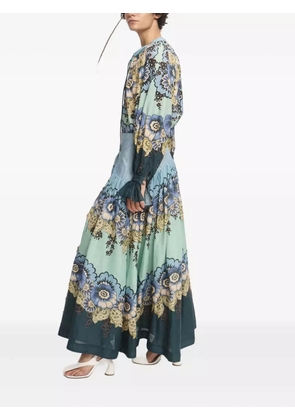 ALEMAIS Madalena floral-print tiered maxi skirt - Blue