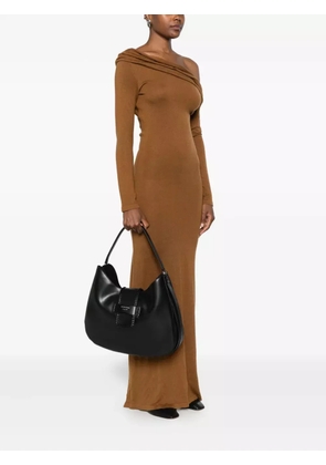 Emporio Armani braided-detail leather shoulder bag - Black