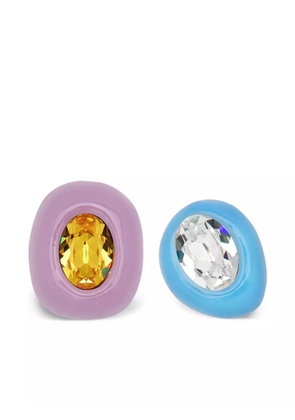 Oscar de la Renta Asymmetric Enamel clip-on earrings - Purple