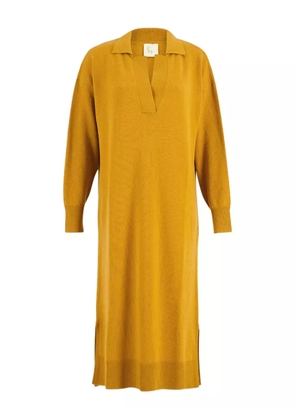 PAULA V-neck long-sleeve midi dress - Yellow