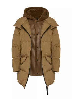 Yves Salomon shearling-lined hooded-down jacket - A2246 BROWN