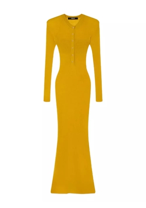 Versace long-sleeve ribbed-knit dress - Yellow