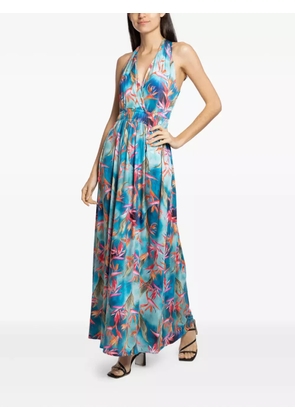 Lygia & Nanny halterneck floral-print midi day dress - Blue