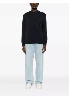 Emporio Armani patch-pocket crew-neck sweater - Blue