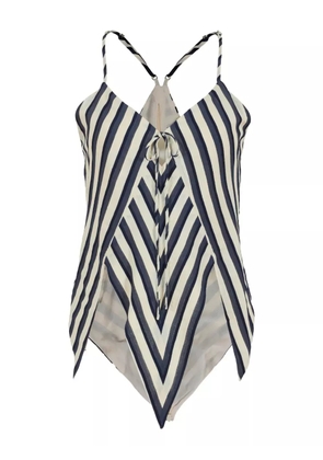 Rosie Assoulin V-neck chevron-striped top - Neutrals