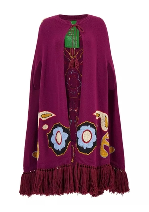 PAULA embroidered fringe cape