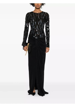 Elisabetta Franchi sequin-embellished draped maxi dress - Black