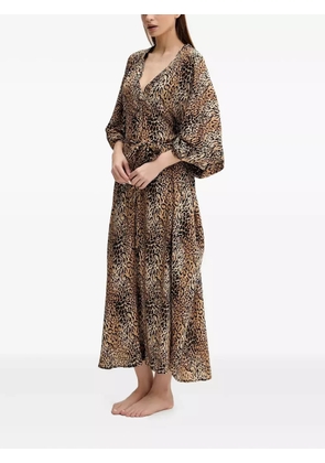 Melissa Odabash Bonnie leopard print V-neck kaftan - Neutrals