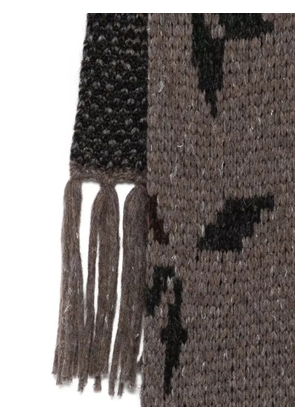 Magliano floral-pattern fringed scarf - Brown