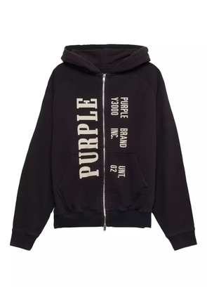 Purple Brand Relic two-way zip hoodie - Black