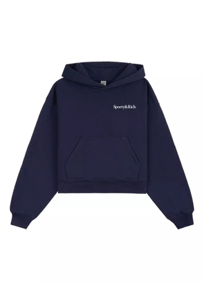 Sporty & Rich logo-print long-sleeve hoodie - Blue