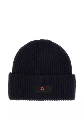 Peuterey ribbed logo-plaque beanie hat - Black