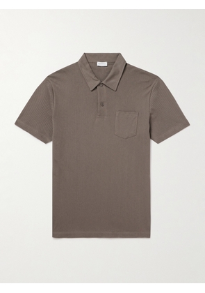 Sunspel - Riviera Cotton-Mesh Polo Shirt - Men - Brown - S