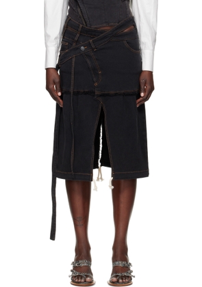 Ottolinger Gray Signature Wrap Denim Midi Skirt