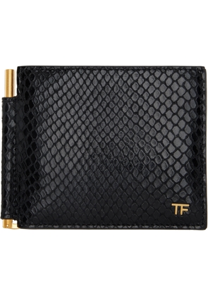 TOM FORD Black Printed Python Money Clip Wallet