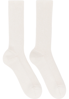 AURALEE Off-White Cotton Cashmere Low Gauge Socks