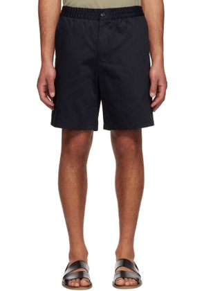 AMI Paris Navy Cotton Elasticated Waist Shorts