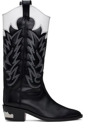 Toga Virilis Black & White Leather Tall Boots