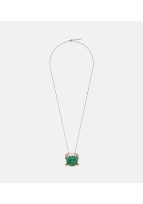 Yvonne Leon Crabe Coquillage 9kt gold pendant necklace with malachite and diamonds