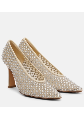 Bottega Veneta Sofia 90 crystal-embellished leather-trimmed pumps