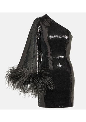 Rebecca Vallance Nika sequined feather-trimmed minidress