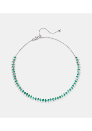 Kamyen 18kt white gold and enamel choker with emeralds
