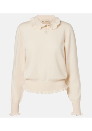 Valentino Ruffled cashmere polo sweater