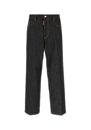 Dsquared2 Black Stretch Denim Loose Wide-leg Jeans