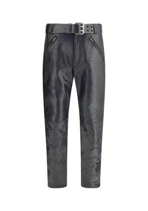Saint Laurent Hammered Leather Belted Pants