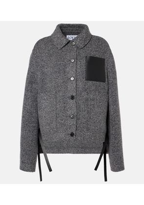 Loewe Workwear leather-trimmed wool-blend jacket
