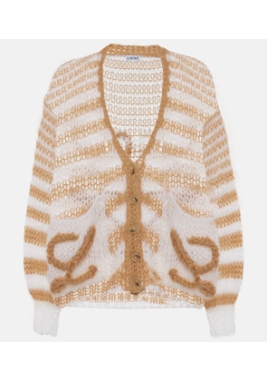 Loewe Anagram striped mohair-blend cardigan