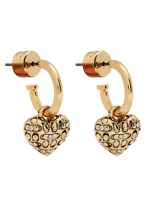Coach Quilted Heart Hoop Earrings - Gold - One Size