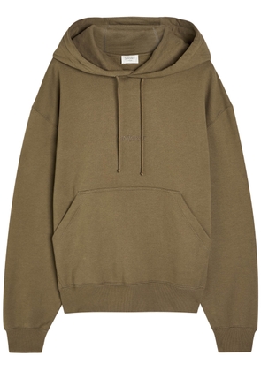 Saint Laurent Logo-embroidered Hooded Cotton Sweatshirt - Khaki - XL