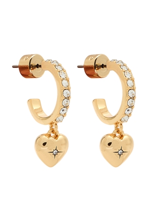 Coach Heart Crystal-embellished Hoop Earrings - Gold - One Size