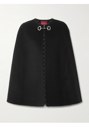 Gucci - Horsebit-embellished Wool And Silk-blend Cape - Black - IT34,IT36,IT38,IT40,IT42,IT44,IT46,IT48,IT50,IT52