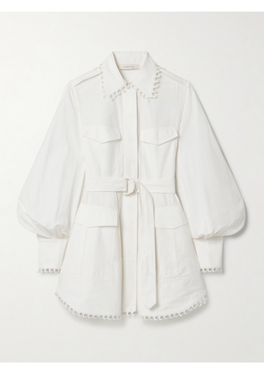 Zimmermann - Belted Cotton And Silk-blend Mini Shirt Dress - White - 00,0,1,2,3,4